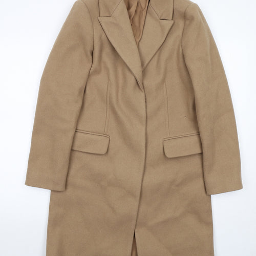 Marks and Spencer Womens Beige Overcoat Coat Size 8 Snap