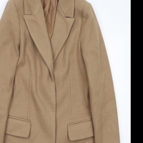 Marks and Spencer Womens Beige Overcoat Coat Size 8 Snap