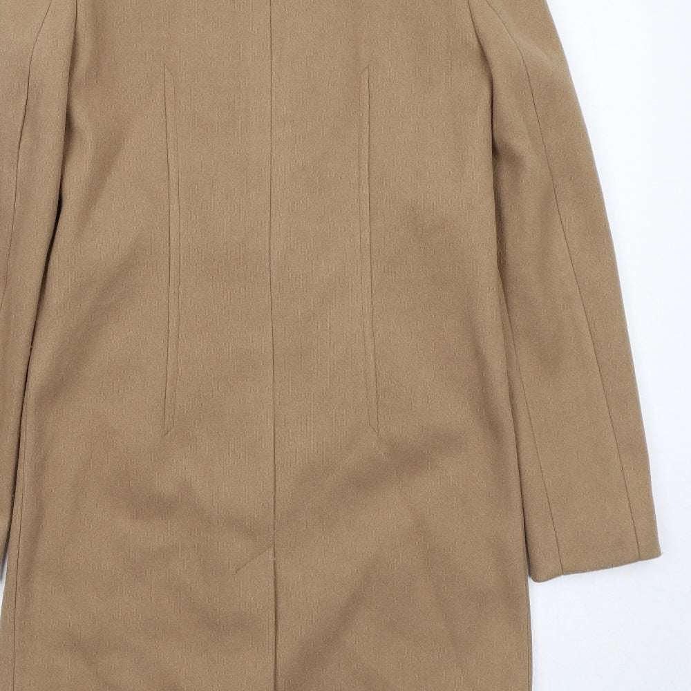 Marks and Spencer Womens Beige Overcoat Coat Size 8 Snap