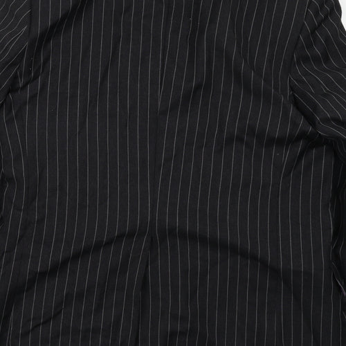 Fellini Mens Black Striped Wool Jacket Suit Jacket Size 44 Regular