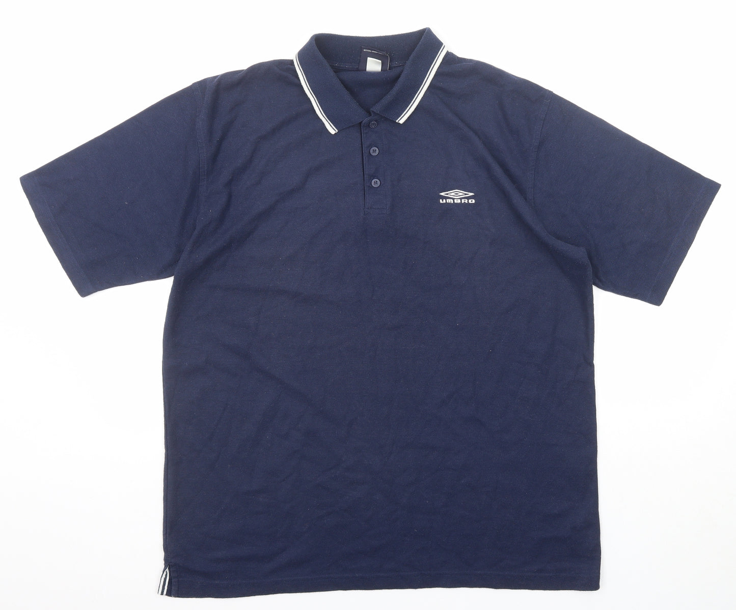 Umbro Mens Blue Polyester Polo Size XL Collared Button
