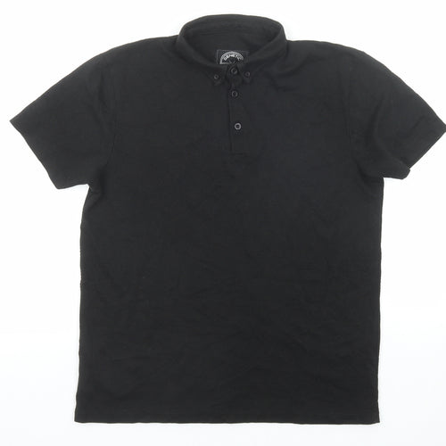 Genetic Apparel Mens Black Cotton Polo Size M Collared Button