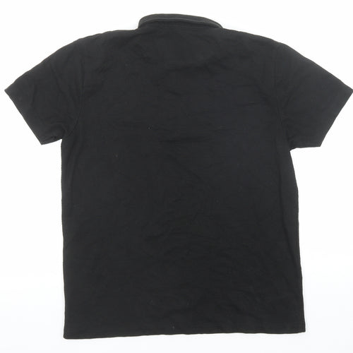 Genetic Apparel Mens Black Cotton Polo Size M Collared Button