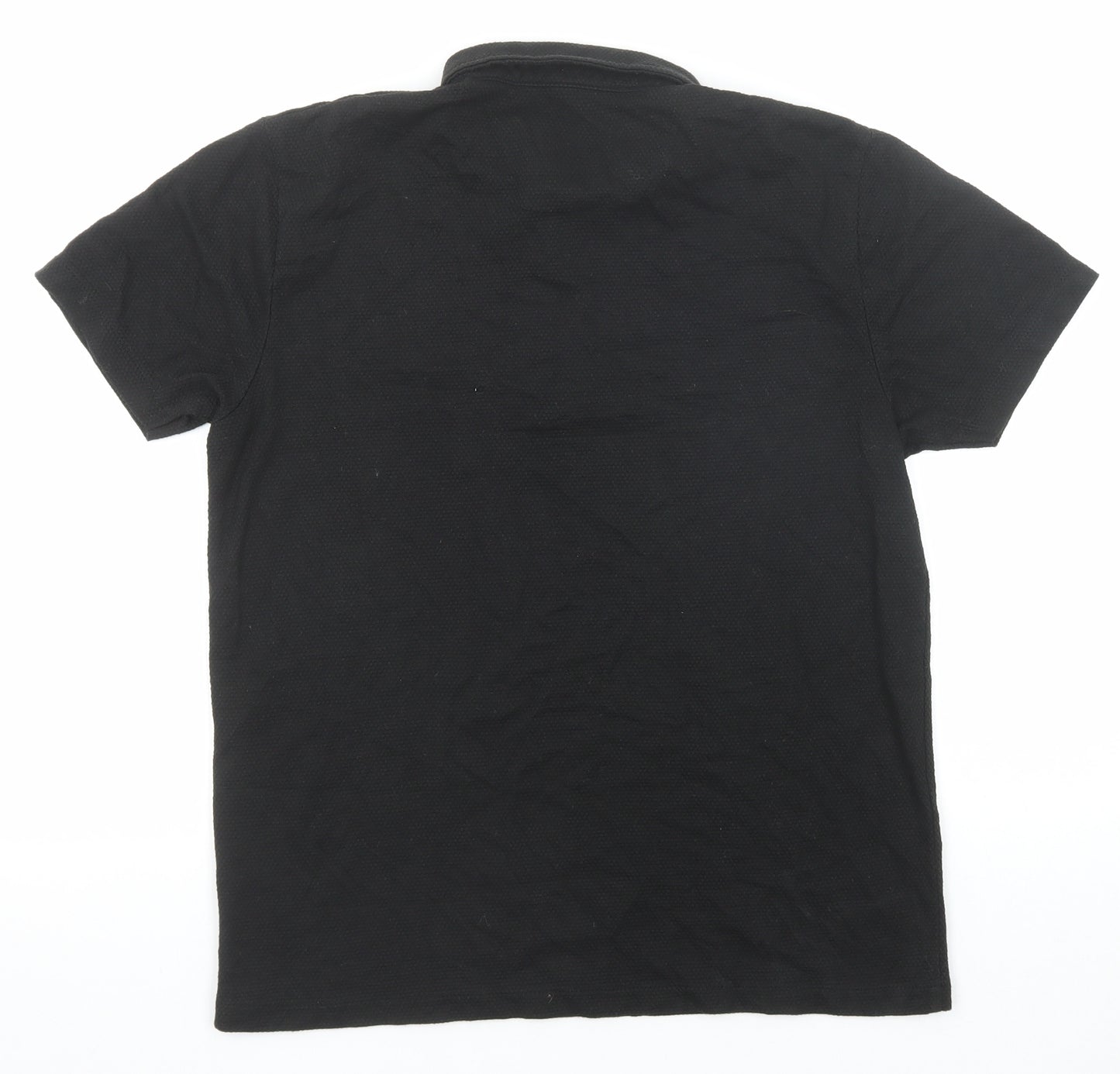 Genetic Apparel Mens Black Cotton Polo Size M Collared Button
