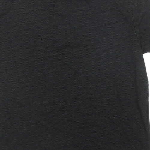 Genetic Apparel Mens Black Cotton Polo Size M Collared Button