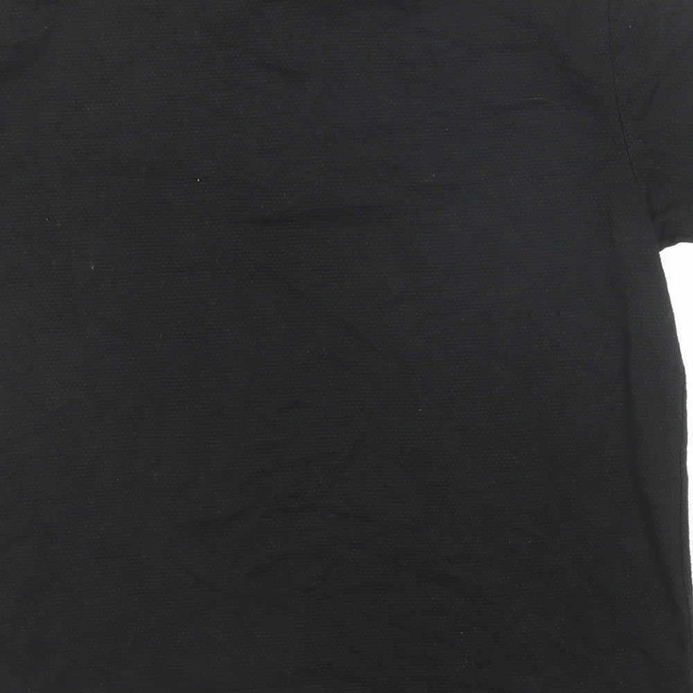 Genetic Apparel Mens Black Cotton Polo Size M Collared Button