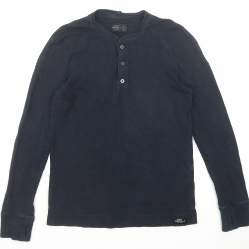 David Beckham Mens Blue Cotton Polo Size S Collared Button