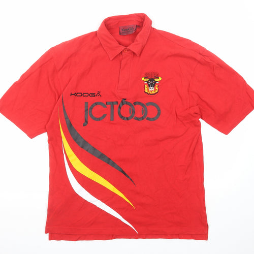 Kooga Mens Red Cotton Polo Size M Collared Button - Bradford Bulls