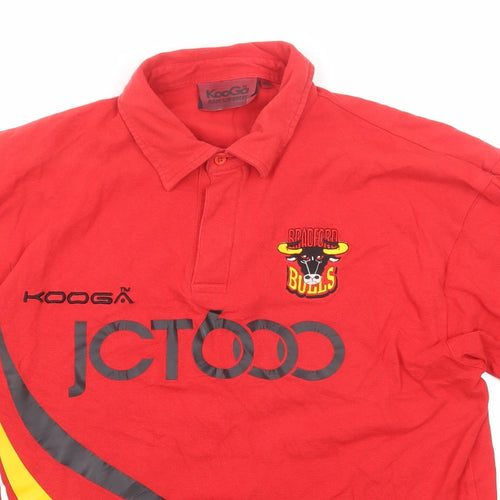 Kooga Mens Red Cotton Polo Size M Collared Button - Bradford Bulls