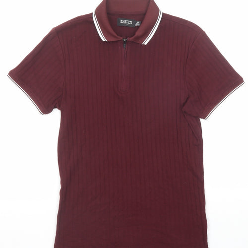 Burton Mens Purple Cotton Polo Size XS Collared Zip
