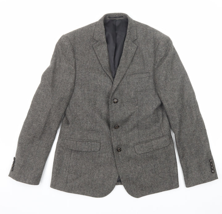 ASOS Mens Grey Polyester Jacket Suit Jacket Size 38 Regular