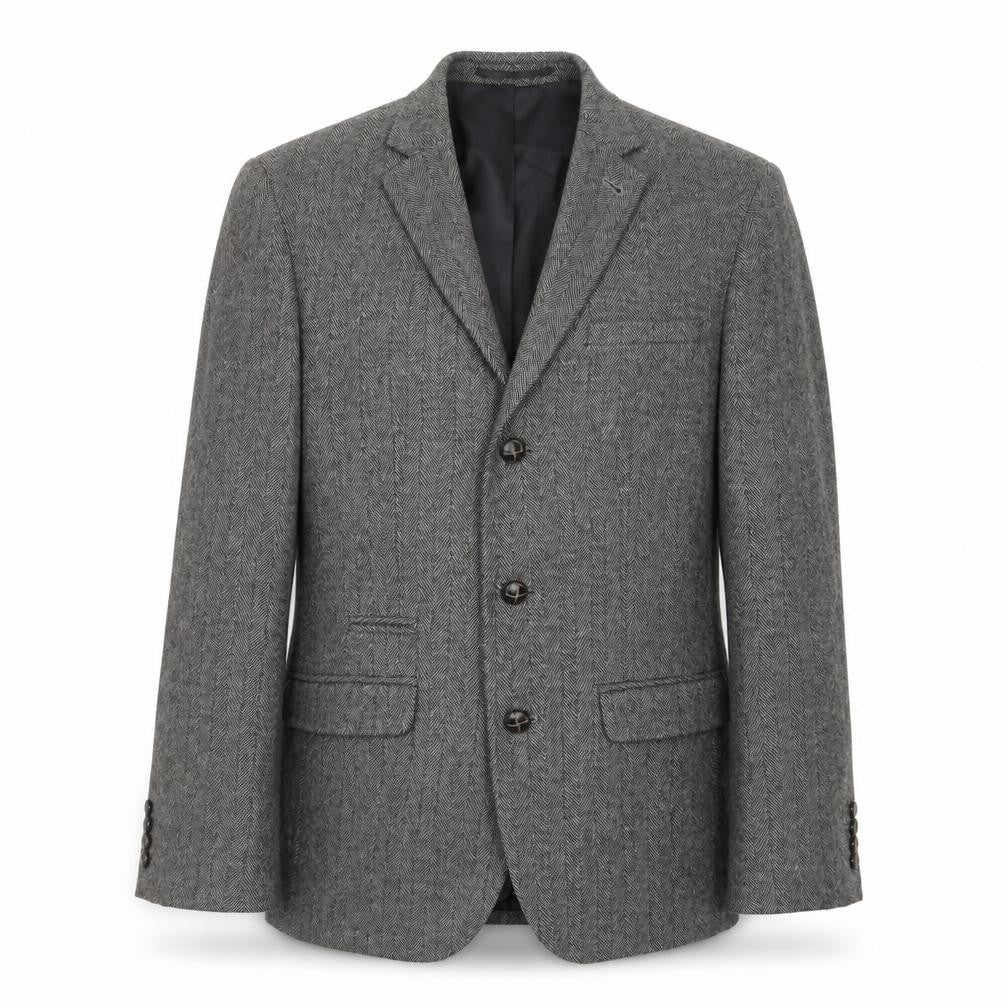 Front view of ASOS men’s grey polyester jacket suit jacket, size 38, regular