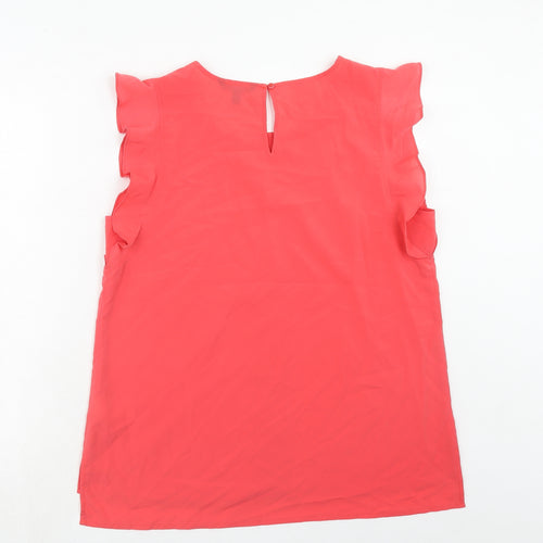Banana Republic Womens Pink Polyester Basic Blouse Size L Round Neck - Ruffle
