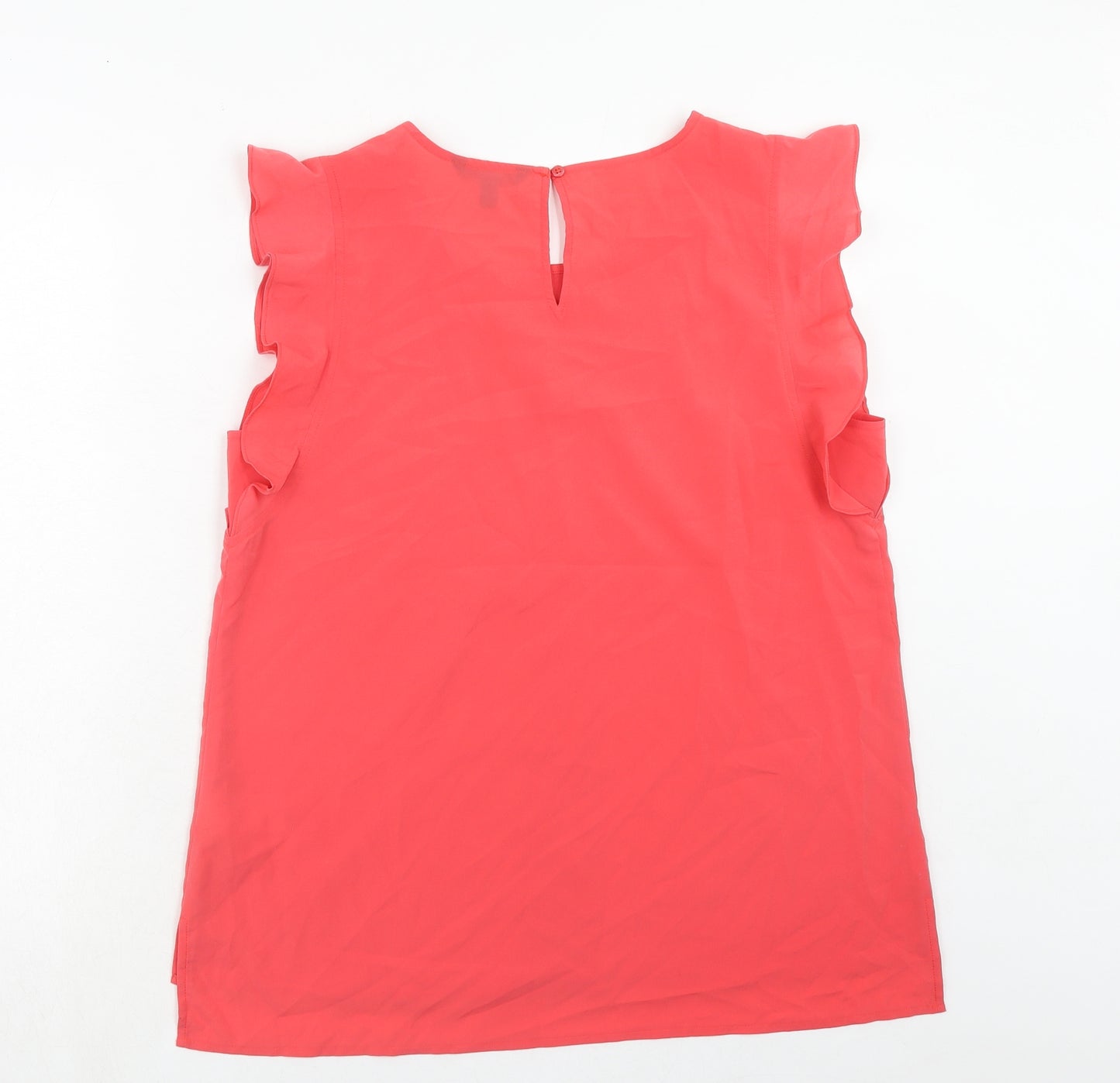 Banana Republic Womens Pink Polyester Basic Blouse Size L Round Neck - Ruffle