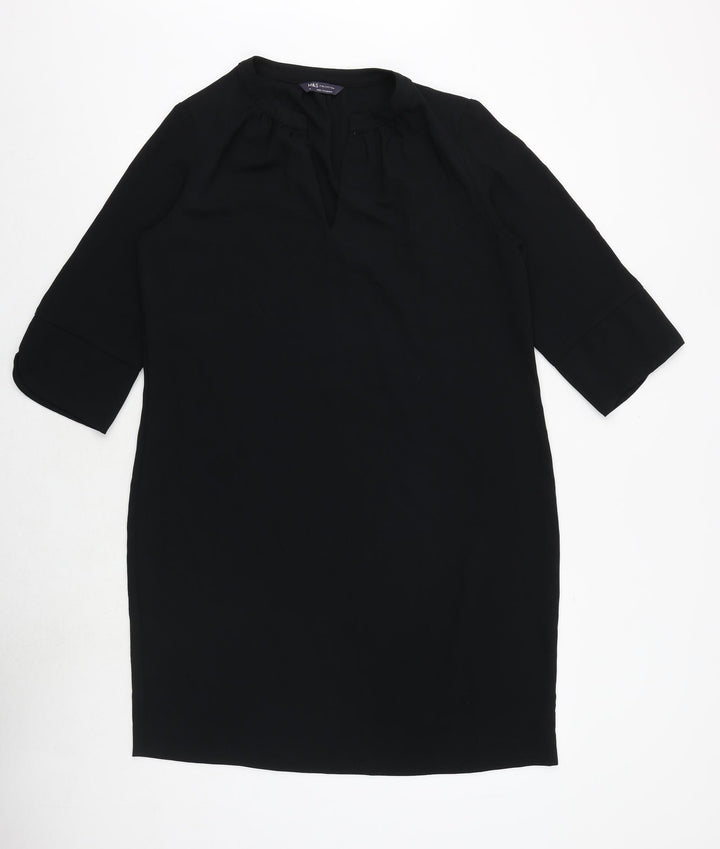 Marks and Spencer Womens Black Polyester A-Line Size 14 Round Neck Pullover