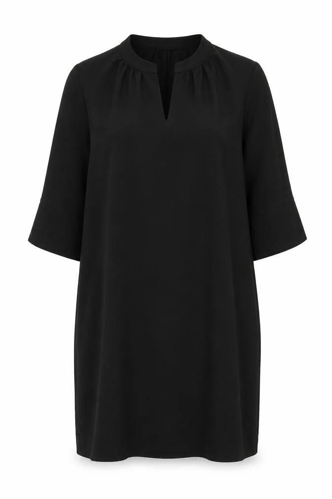 Front view of Marks & Spencer women’s black polyester a-line, size UK 14, round neck pullover