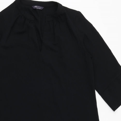 Marks and Spencer Womens Black Polyester A-Line Size 14 Round Neck Pullover