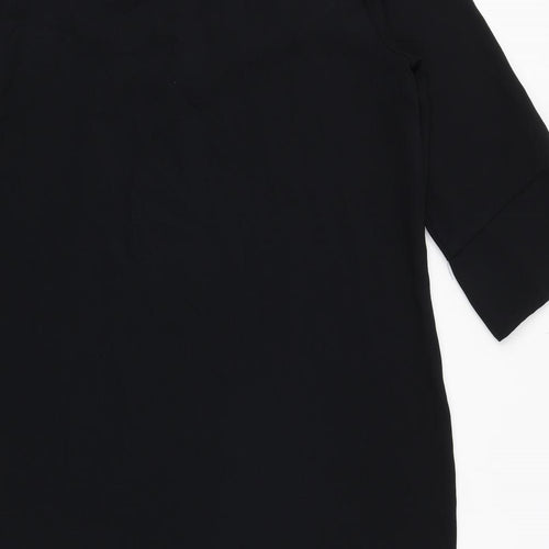 Marks and Spencer Womens Black Polyester A-Line Size 14 Round Neck Pullover