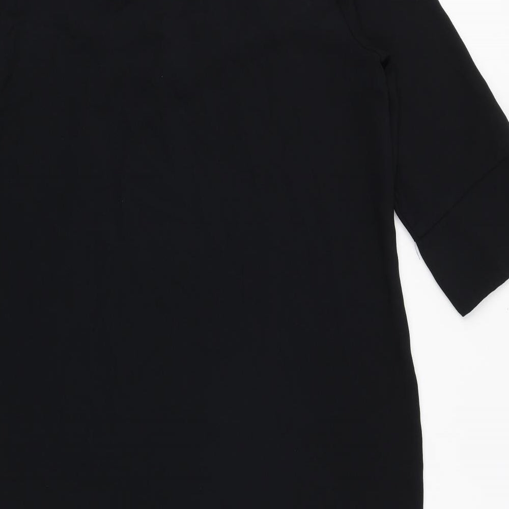 Marks and Spencer Womens Black Polyester A-Line Size 14 Round Neck Pullover