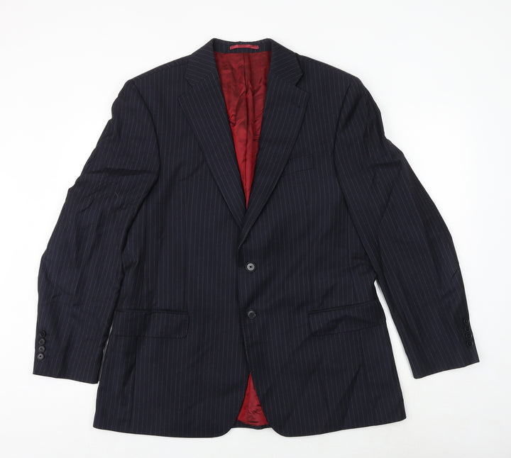 NEXT Mens Blue Striped Wool Jacket Suit Jacket Size 42 Regular