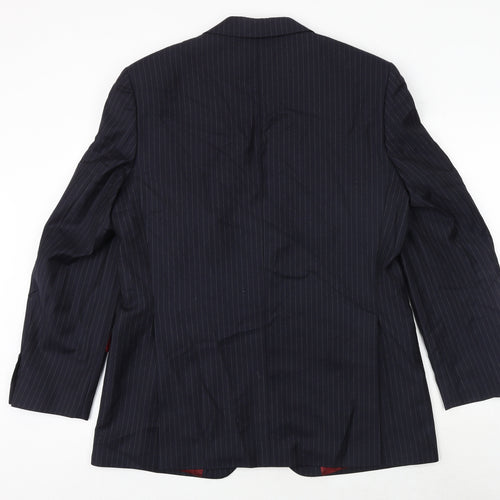 NEXT Mens Blue Striped Wool Jacket Suit Jacket Size 42 Regular