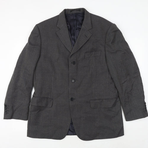 Marks and Spencer Mens Black Geometric Wool Jacket Suit Jacket Size 42 Regular