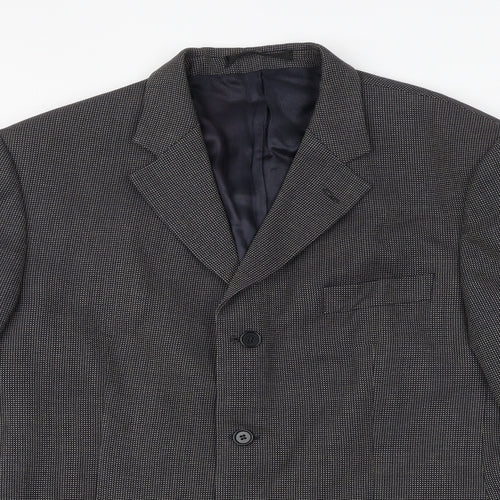 Marks and Spencer Mens Black Geometric Wool Jacket Suit Jacket Size 42 Regular