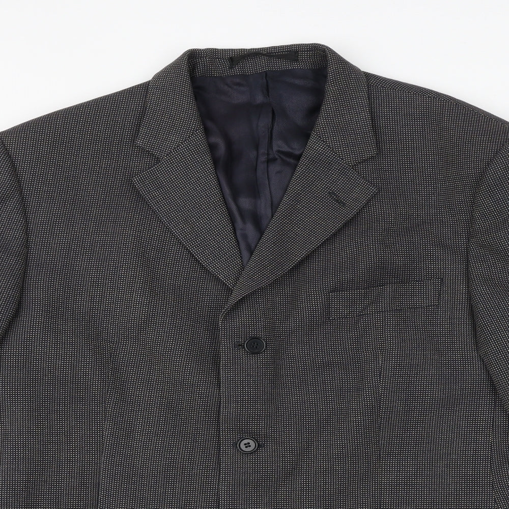 Marks and Spencer Mens Black Geometric Wool Jacket Suit Jacket Size 42 Regular