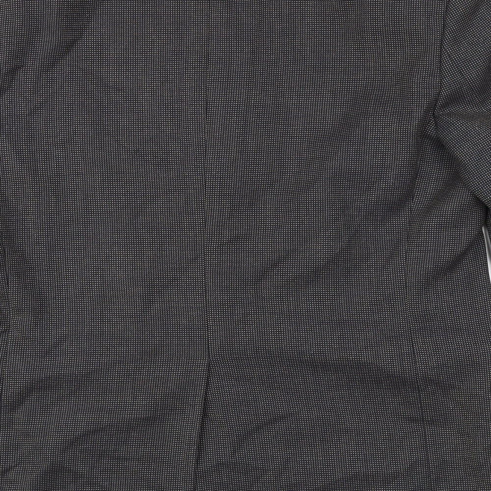 Marks and Spencer Mens Black Geometric Wool Jacket Suit Jacket Size 42 Regular