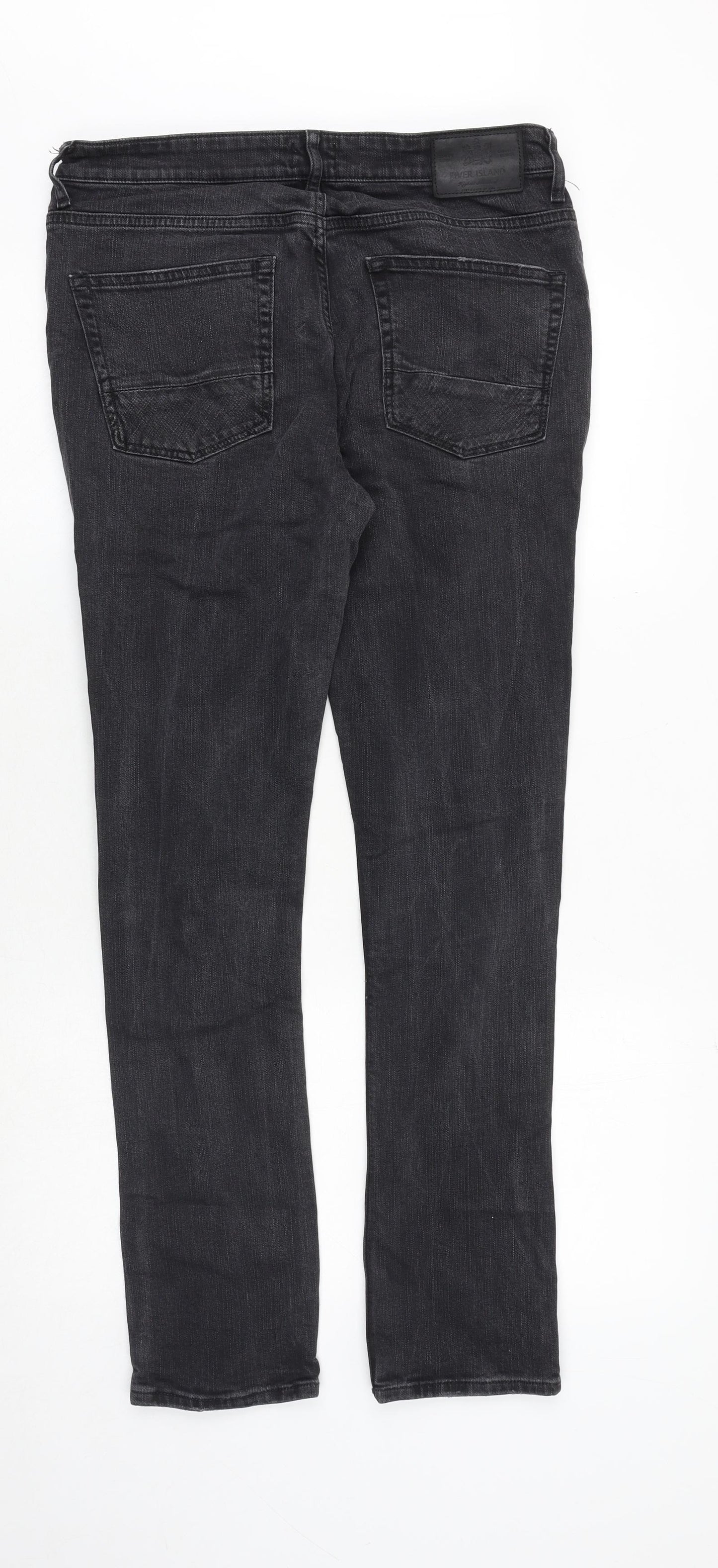 River Island Mens Grey Cotton Skinny Jeans Size 32 in Regular Zip