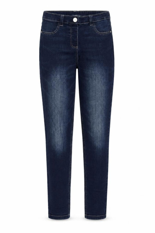 Front view of Next girls’ black cotton skinny jeans, size 12, years regular zip