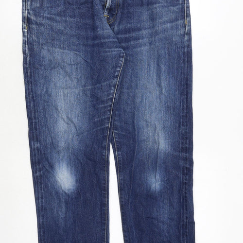 Carhartt Mens Blue Cotton Straight Jeans Size 36 in Regular Button