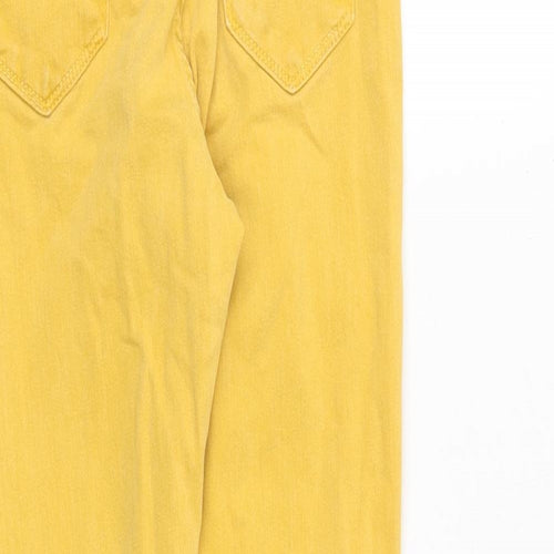 New Look Girls Yellow Cotton Skinny Jeans Size 10 Years Regular Zip - Distressed