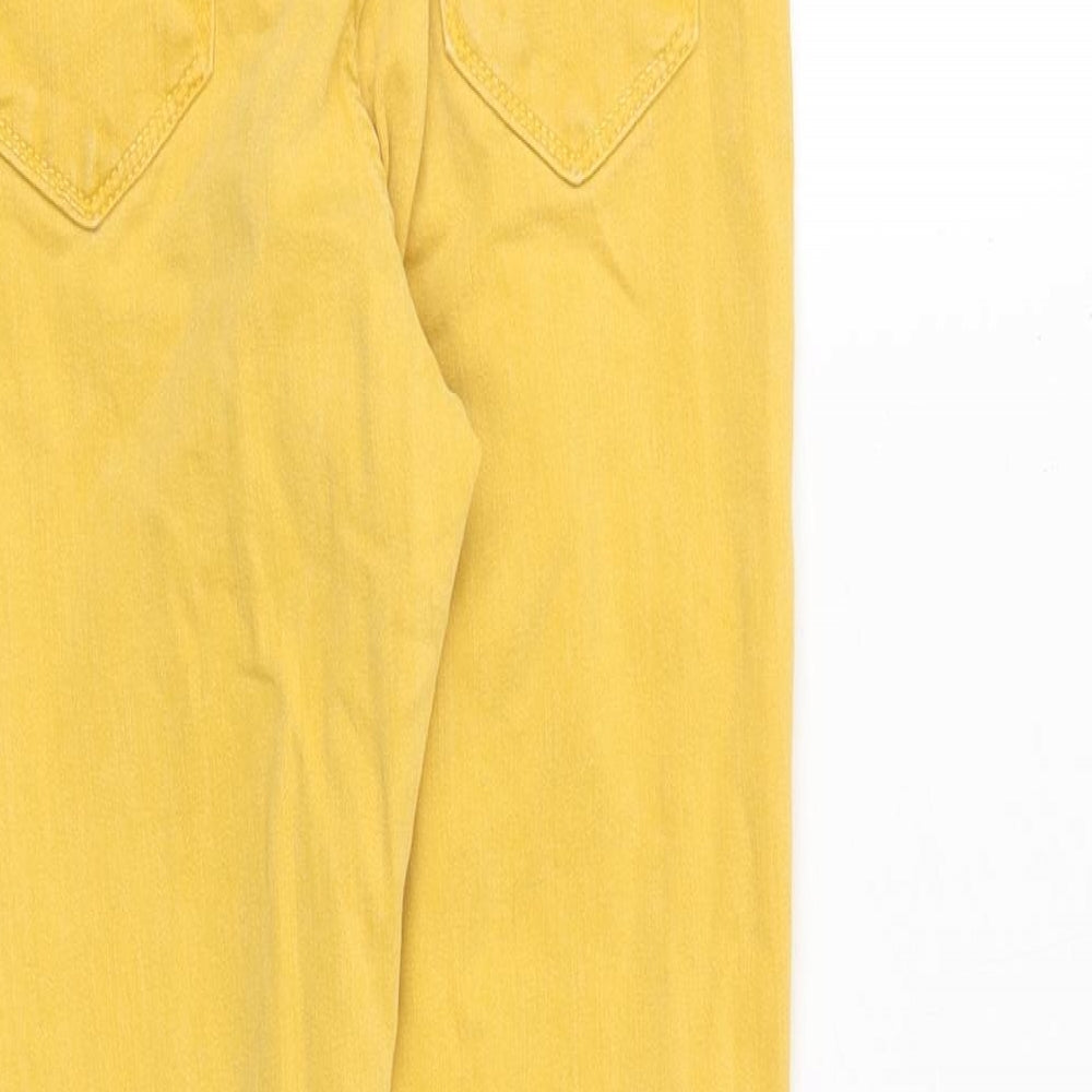 New Look Girls Yellow Cotton Skinny Jeans Size 10 Years Regular Zip - Distressed