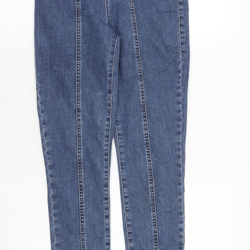 Topshop Womens Blue Cotton Skinny Jeans Size 28 in Regular Zip