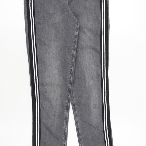Topshop Womens Grey Cotton Skinny Jeans Size 28 in Regular Zip