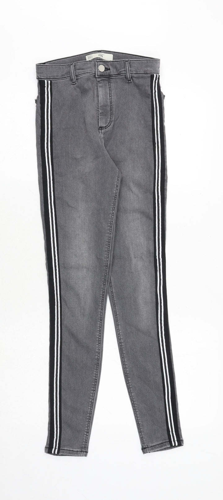 Topshop Womens Grey Cotton Skinny Jeans Size 28 in Regular Zip