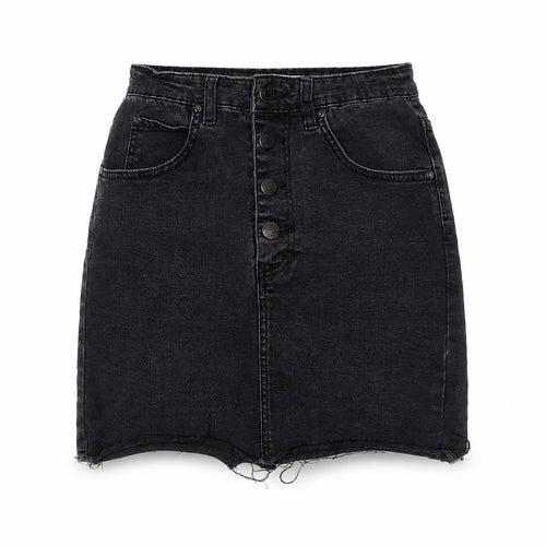 Pull&Bear Womens Black Cotton A-Line Skirt Size S Button