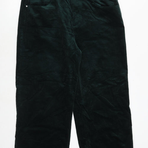 Marks and Spencer Womens Green Cotton Trousers Size 20 Regular Zip