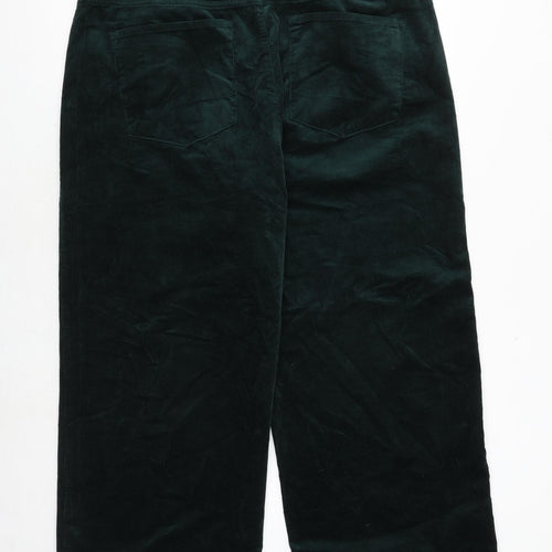 Marks and Spencer Womens Green Cotton Trousers Size 20 Regular Zip