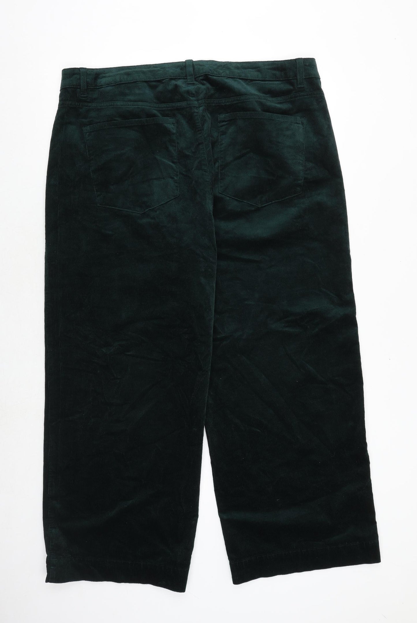 Marks and Spencer Womens Green Cotton Trousers Size 20 Regular Zip
