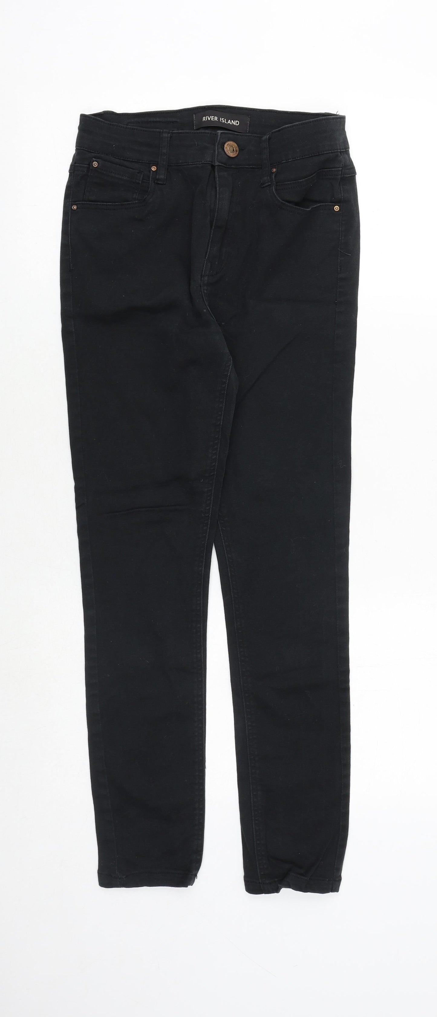 River Island Womens Black Cotton Skinny Jeans Size 8 Regular Zip
