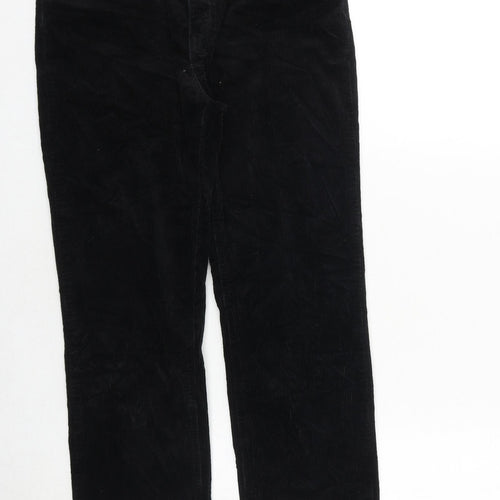 H&M Womens Black Cotton Trousers Size 10 Regular Zip