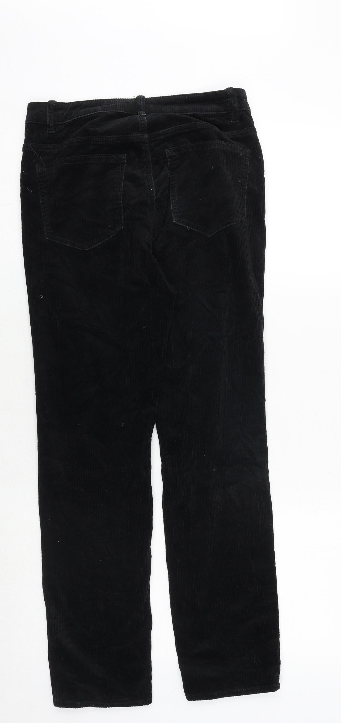H&M Womens Black Cotton Trousers Size 10 Regular Zip