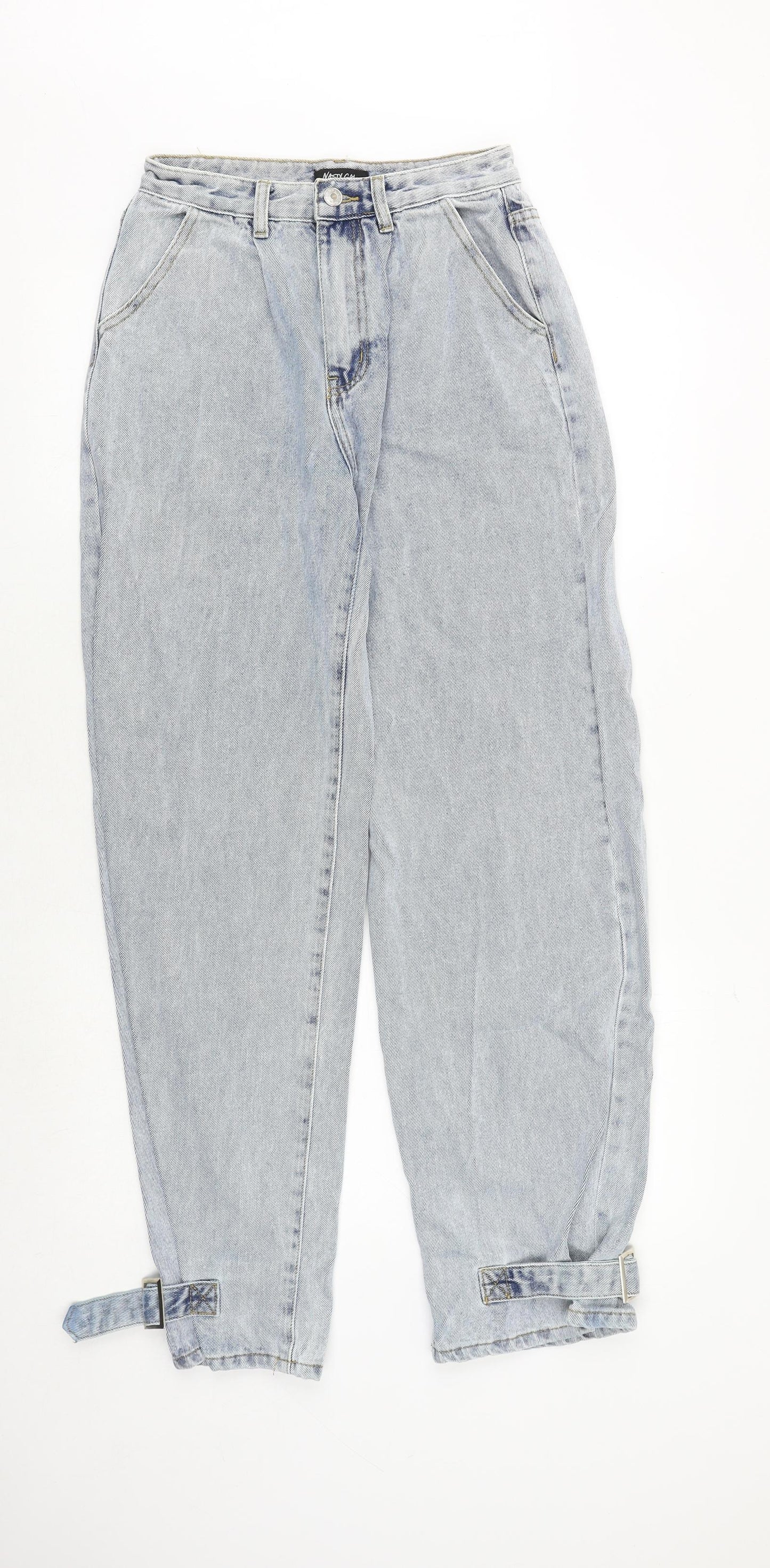Nasty Gal Womens Blue Cotton Mom Jeans Size 8 Regular Zip