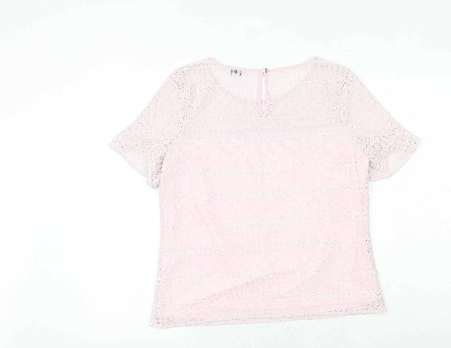 Precis Womens Pink Geometric Viscose Basic T-Shirt Size 10 Round Neck