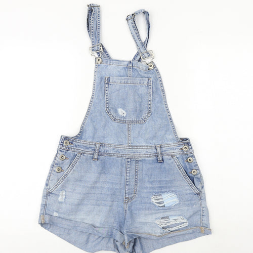 FOREVER 21 Womens Blue 100% Cotton Dungaree One-Piece Size M Buckle