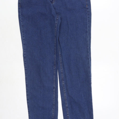 Marks and Spencer Womens Blue Cotton Straight Jeans Size 12 Regular Zip