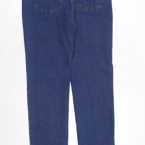 Marks and Spencer Womens Blue Cotton Straight Jeans Size 12 Regular Zip