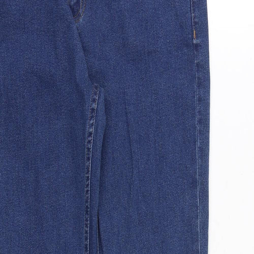 Marks and Spencer Womens Blue Cotton Straight Jeans Size 12 Regular Zip
